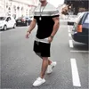 Men's Tracksuits Sets Men's Summer Beach Shorts T-shirt Sportswear Casual Roupa de roupas de seda