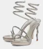 Hochzeits-Party-Sandalen-Schuhe, verzierte Margot-Plateau-Sandalen, Cleo-Strassriemen, sommerliche coole High-Heels, Super-Heels aus echtem Leder und Splittersohle