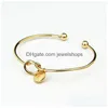 Bangle Alfabeto Bangle 26 Inglês Letras Iniciais Atada Coração Pulseira Rosa Ouro Sier Homens Mulheres Redondo Pingente Nó Charme Jóias Gif Dh0Is