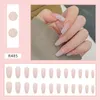 Faux Ongles Pièces Ongles Couverture Complète Faux Cristal Élégant Rose Dégradé Français Long Nude Coffin TipsFalse