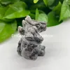 Naturalny Yooperlite Cerberus Dog Decor Unikalny czarny obsydian kwarc Kryształ Trzy statua zwierząt rzeźbiona kamienna strażnik figurki podziemnej