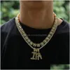 Pendanthalsband toppar Hip Hop Simated Diamond A-Z Custom Name Bubble Letters Charm Gift för män Kvinnor Drop Leverans smycken Pend DHAFR
