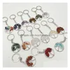 Keychains & Lanyards Natural Gem Stone Crystal Quartz Fluorite Tree Of Life Key Rings Lapis Amethyst 7 Chakra 30Mm Pendant Keychain Ch Dh2J5