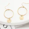 Dangle Earrings Vintage Large Circle Sequins For Women Fashion Stainless Steel Gold Plated Pendant Earring Wedding Jewelry Gifts