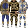 Survêtements pour hommes Modèle d'or de luxe pour hommes 3D Imprimer Sweats à capuche / Ensembles Marque Mode Sweatshirts + Pantalon Costume Hip Hop Jogging Sportswear Tenues T231122
