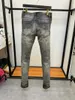 Herenjeans Collectie Blauw Slim Fit Streewear Mode Graffiti Distress Skinny Stretch Paited Printing Ribben Patchwork Gescheurd