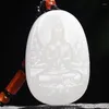 Anhänger Halsketten Natürliche Grüne Jade Guanyin Bodhisattva Halskette Männer Frauen Echte Hetian Jade Nephrit Feng Shui Charms Glück Amulette