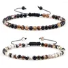 Strand feita à mão Bracelets trançados de pedra natural Agates Agates onyx quartzs esferas de corda ajustável homens mulheres charme jóias de 4mm