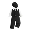 Kläduppsättningar Småbarn Kids Boys Gentleman's Dress Costume 4st Shirts Vest Pants Hat Child Baby 6 Månad Boy Track Suits For Girls