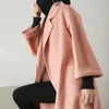 Cappotto classico da donna in pelliccia finta autunno e inverno con ondulazioni d'acqua, giacca lunga da donna in vera lana 100 double face di alta qualità 252 231122