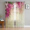 Curtain Eucalyptus Leaves Sunflower Flower Sheer Curtains Home Window Decorations Voile Tulle For Living Room Bedroom Kitchen