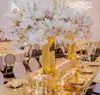 80 см Большой Золотой Цветок Дорога Свинцовый золотой зеркальный столб металлический свадебный стол Центральные детали Вазы для вечеринок для дома и отеля Украшение