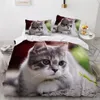 3D Bedding Sets White Duvet Quilt Cover Set Comforter Bed Linen Pillowcase King Queen 140 210cm Size Dogs Pet Dog Cat Design 21031263B