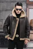 Mäns jackor Shearling Sheepskin äkta läderrock Mans B3 Bomber Päls Tjock Winter Jacket Retro Ytterkläder Trench 230811