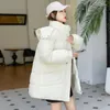 Women's Trench Coats Down Cotton Jacket Mid Length 2023 Off-season Fashion Hooded Drawstring Waist Pocket Winter Coat