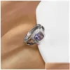 Wedding Rings Wedding Rings Twisted Love Ring Elegant Luxury Designer Jewelry Designers Fashion Purple Amethyst Zircon Hoop Classic Fo Dh9Gh