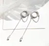 Örhängen för kvinnor Silverfärg Tassel Round Bead Long Drop Earring för personlig Hip Hop Trend Cubic Zircon Tassel örhängen