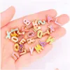 Charms Charms 10Pcs 26 Letters A-Z Beads Colorf English Alphabet Gold Tone Spacer Bead Bracelet Jewelry Making Handmade Diy Accessorie Dhaoy