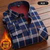 Mannen Casual Shirts Collectie Harajuku Warm Plaid Shirt Fleece En Dikke Lange Mouw Mannelijke Kleding 9 Kleur L-5XL K15