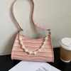 Evening Bags Women's 2023 Fashion PU Leather Pearl Chain Solid Colors Elegant Concise Shoulder Fancy Casual Handbags For Ladies