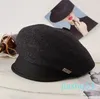 Маска, женский вязаный берет, винтажная французская клетка, элегантная однотонная зимняя модная шляпа художника