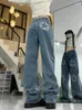 Jeans pour femmes American Retro Star Pattern Pantalons Femmes Mode Taille haute Taille droite Demin Pantalon Y2K Niche Design Wide Leg Streetwear