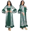 Ethnic Clothing 2023 Summer Elegant Muslim Women V-neck Long Sleeve Polyester Printing Abaya Fashion Dresses Dress