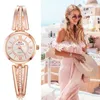 ساعة معصم feminino Relogio Women Watch Watch Watch Quartz Rose Gold Watches Crystal Saati Brand Female Stainsal Steel Adalog Mujer