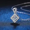 Pendant Necklaces Trendy 925 Silver 1ct D Color Moissanite Geometric Square Necklace For Women Plated White Gold Lab Diamond Pass TesterPend