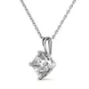 Fijne sieraden Sterling Sier Princess Cut vierkante diamanten Moissanite ketting