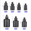 Bottiglie di olio essenziale di vetro nero opaco Flacone contagocce con tappo in alluminio anodizzato lucido 5 ml 10 ml 15 ml 30 ml 50 ml 100 ml Crjwq