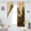 Gardinhus retro sepia granära gardiner för sovrum vardagsrum lyx europeisk