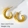 Brincos de argola na moda cor de ouro fosco grosso para mulheres menina brilhante aço inoxidável minimalista em forma de c brinco de metal presente de festa