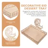 Ensembles de vaisselle Plateaux de table Manger Ornement islamique Desserts Assiette Eid Ramadan Panneau en bois Vaisselle