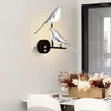 Vägglampa 360 ° Rotation Touch Switch LED-lampor för sängrummet 10W 20W Black Bird Lights Sconce AC85-265V