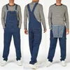 Jeans voor heren, streetwear, blauwe denim jumpsuit, Muti-pockets, Bib-overall, casual mannelijke jarretelbroek