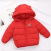 Casaco de inverno com capuz de inverno com capuz de desenho animado impressão coreana de algodão meninos de algodão meninas de 0 a 7 anos de idade, beile moda moda infantil roupas