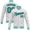 Jaquetas masculinas personalizadas branco rosa cor 3D impresso botão de beisebol jaqueta bomber full-snap varsity letterman