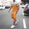 Men's Tracksuits Sets Men's Summer Beach Shorts T-shirt Sportswear Casual Roupa de roupas de seda