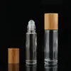 5 ml 10 ml olejku eterycznego butelki na butelki przezroczyste szklane butelkę na perfumach z naturalną bambusową czapką stali nierdzewnej Ball Ball PRCEF