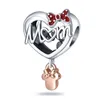 Сверкающие розовые чары в форме сердца 925 Серебряное подгонка Оригинальное браслет-ожерелье Пандоры Очарование для подвесных дизайнерских ювелирных украшений