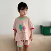 Clothing Sets Casual Cartoon Tshirt Boys Cute Fruit Print Pullover Tshrt Children Thin Breathable Cotton Shorts Summer Soft Homewear Suit 230421