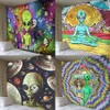 Alien Tapestry Home Decoration Psychedelic Wall Cloth Anime Mönster mattan Art 2106082136