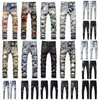 Diseñadores Jeans Jeans para hombre High Street Purple Slim Jeans para hombre Pantalones bordados para mujer Oversize Ripped Patch Hole Denim Straight Fashion Streetwear