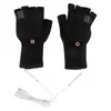 Cykelhandskar USB Electric uppvärmd 2-sidor uppvärmning Cabriolet Fingerless Glove Mittens Justerbar skidåkning