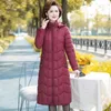 Damesgeul Lagen Parkas Winter Winter Women Warm Long Coat XL-5XL Hooded kan verwijderde katoenen gevotneerde kleding vrouwelijke vaste jas roepa's