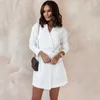 Women's Suits 2023 Autumn/Winter Fashion Mid Length Solid Sleeve Waist Fold Single Breasted Suit Collar Coat Wear Blazer