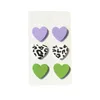 Boucles d'oreilles pendantes 1 ensemble de violet vert noir imprimé léopard Texture argile acrylique amour et