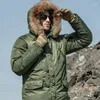 Men's Jackets Flight Bomber Parka Pilot Hooded Down Jacket Feather Collar Multiple Pockets Mens Winter Thick Coat