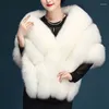 Women's Fur 155x40 CM Oversized White Bridal Wedding Shawl Women Faux Fluffy Soft Cape Thick Warm Coat Jacket